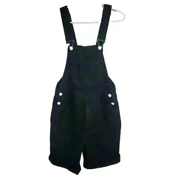 Women's Asos Denim Overalls Black Size 26 Or Small Shortall Adjustable Romper - Picture 11 of 16